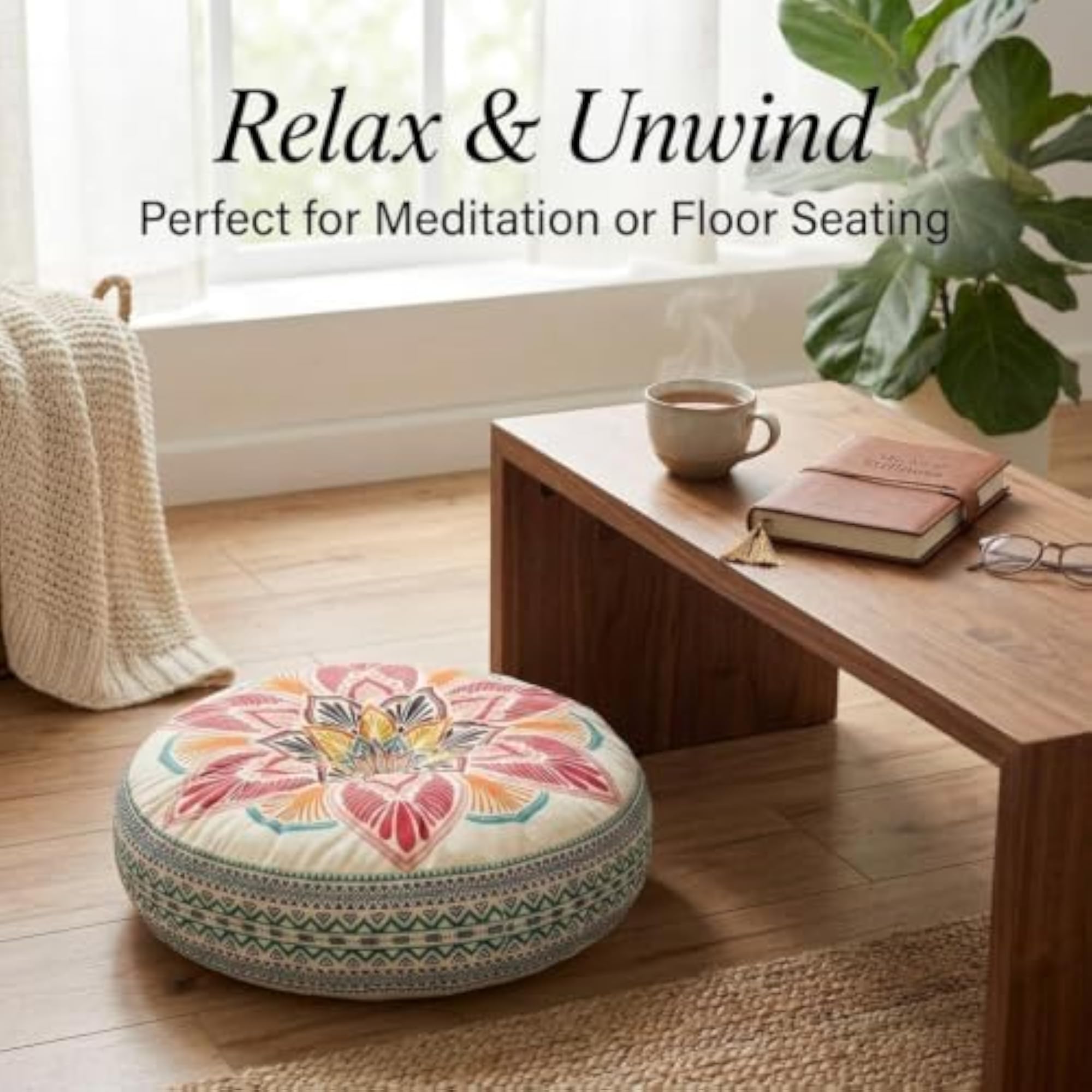 Bohemian Mandala Floor Pillow Cover, Decorative Seating Throw